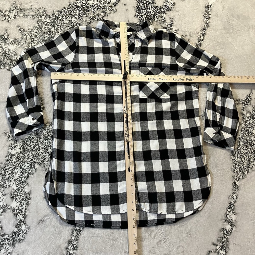 Hester and Orchard Shirt Womens Size M White Black Plaid Collar Button Up - Picture 2 of 7